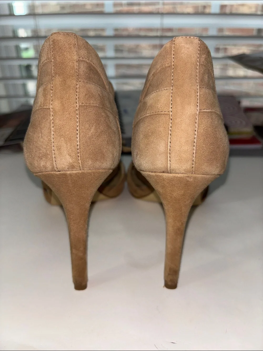 Taupe Suede Lace-Up Heels with MK Michael Kors Suede Pumps Gladiator Lace